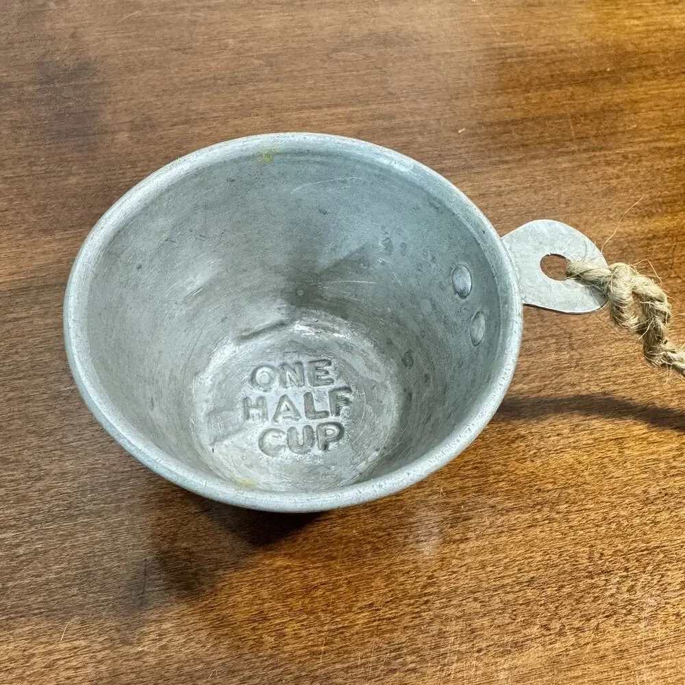 Vintage Aluminum Measuring Cup 1/2 C Farmhouse Kitchen Decor Tin